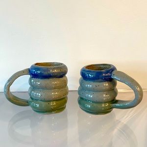 Unique Handmade Set of 2 Mini Mugs